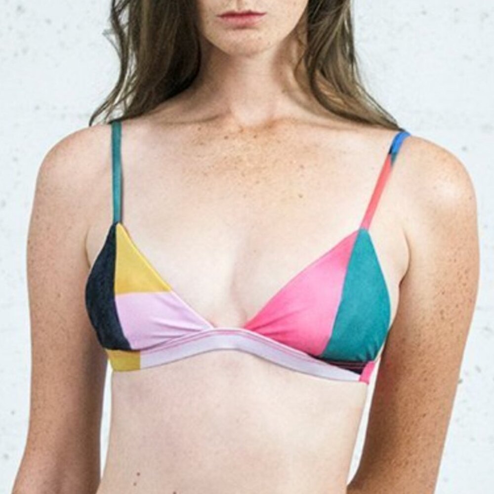 NWT Mara Hoffman Swim Astrid Bikini Top Womens XL Blue Multi - Picture 3 of 13